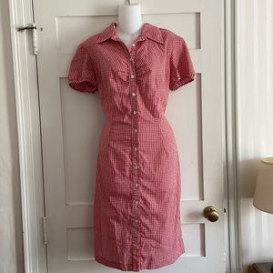 Retro Vintage-style red gingham wiggle dress